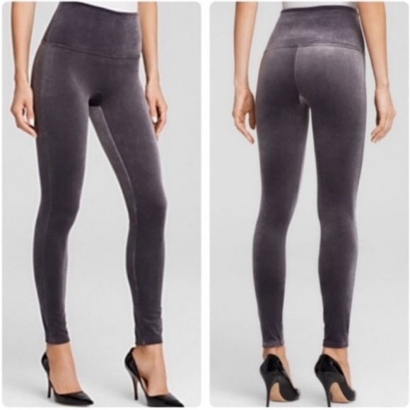 SPANX Gray Velvet luxe flatter fit Leggings sz Medium - Picture 2 of 15